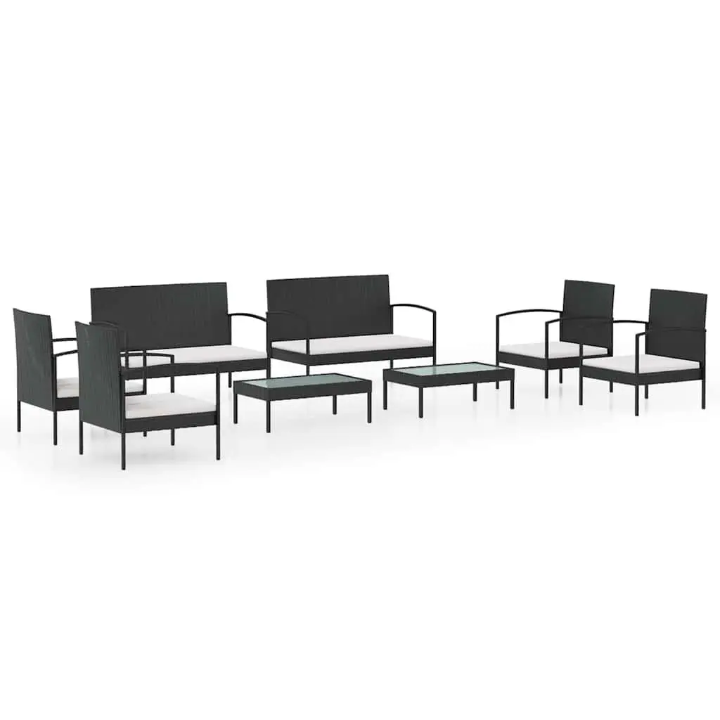 8-Piece Black Patio Lounge Set