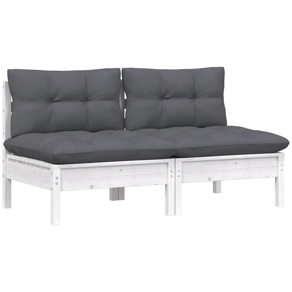 2-Seater Garden Sofa Outdoor Patio Seating Solid Pinewood Modular Lounge Chair