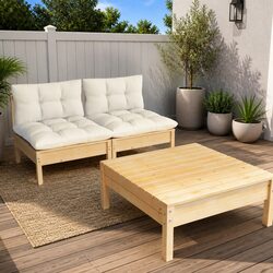 Garden Lounge Set Specifications: Modular Pinewood Design