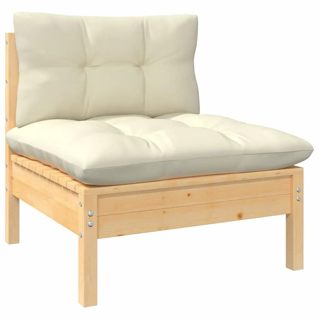 Garden Lounge Set 3 Piece Outdoor Patio Furniture Cream Cushions Modular