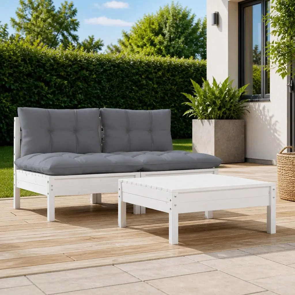 Garden Lounge Set 3 Piece Outdoor Patio Furniture Pinewood Modular Sectional