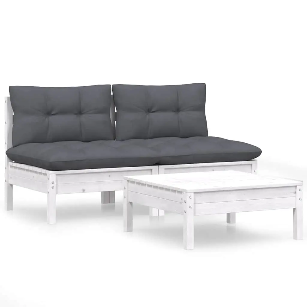 Garden Lounge Set 3 Piece Outdoor Patio Furniture Pinewood Modular Sectional