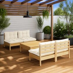 Modular Garden Lounge Set – 5 Pieces of Pinewood Furniture