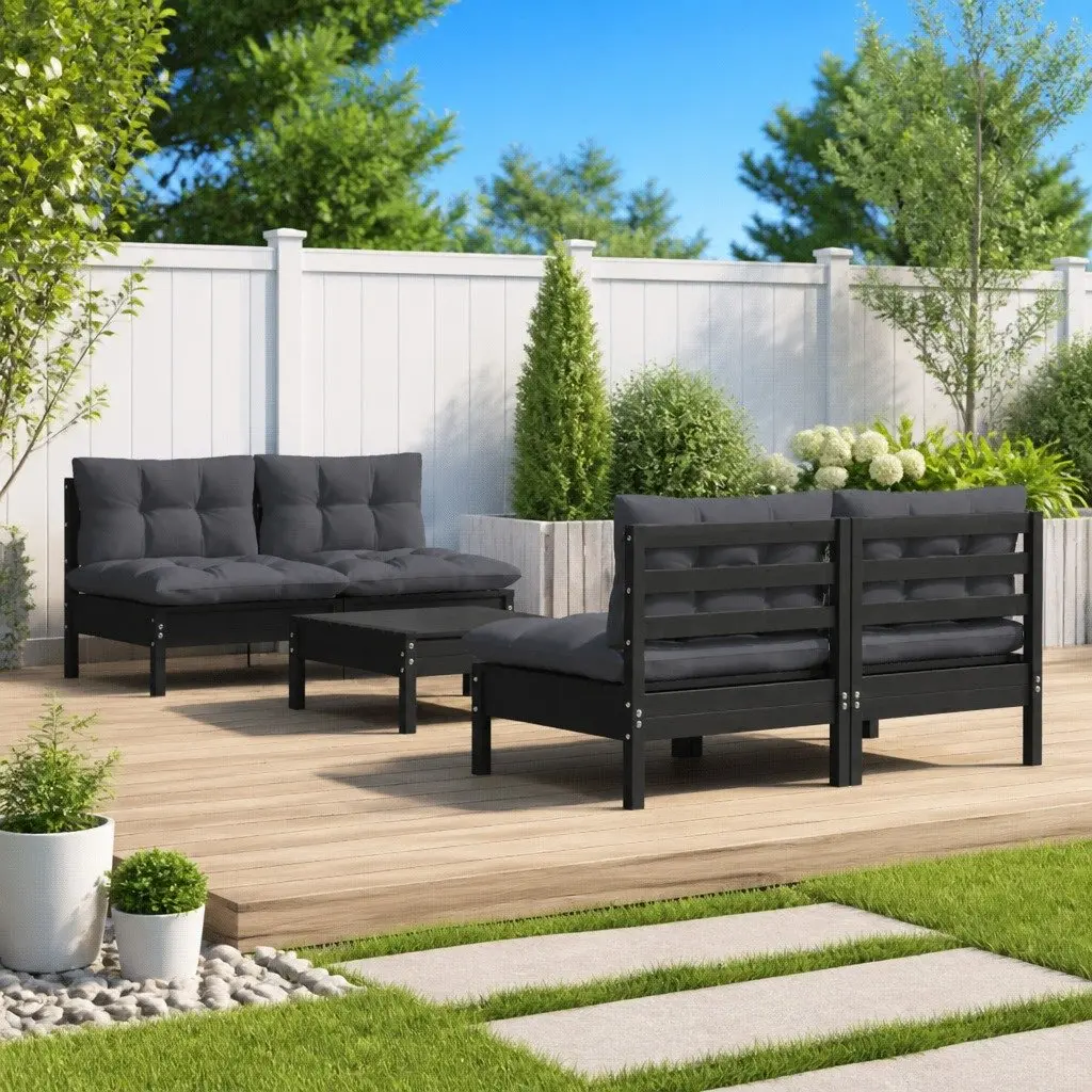 5 Piece Pinewood Garden Lounge Set
