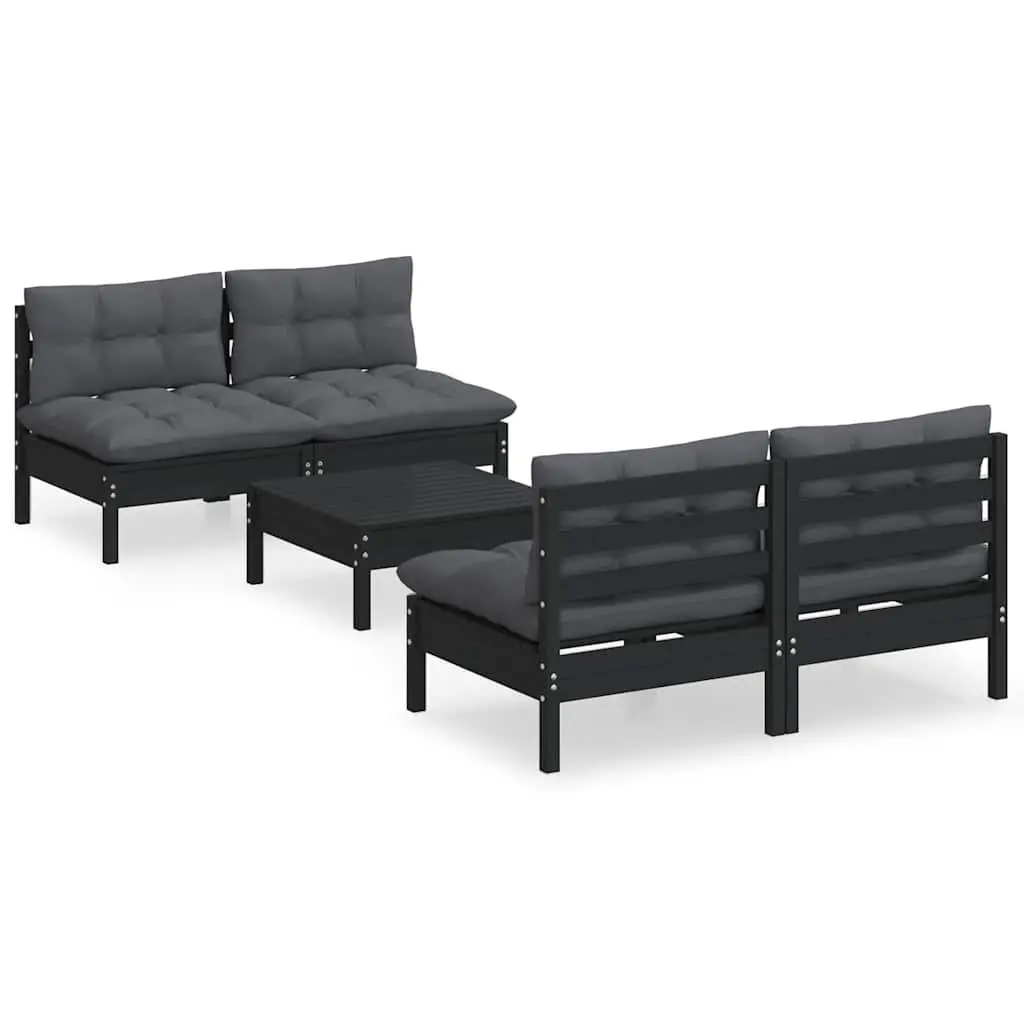 5 Piece Pinewood Garden Lounge Set