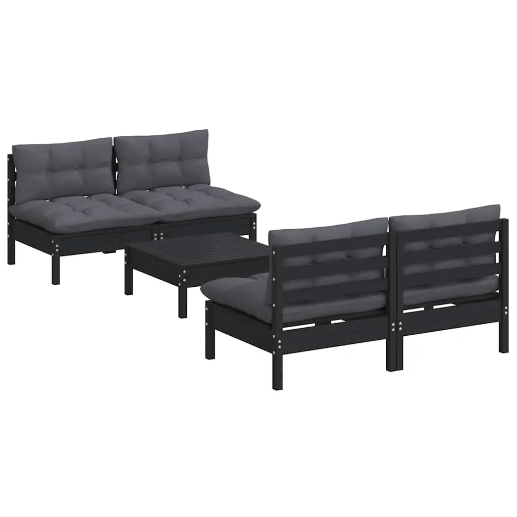 5 Piece Pinewood Garden Lounge Set