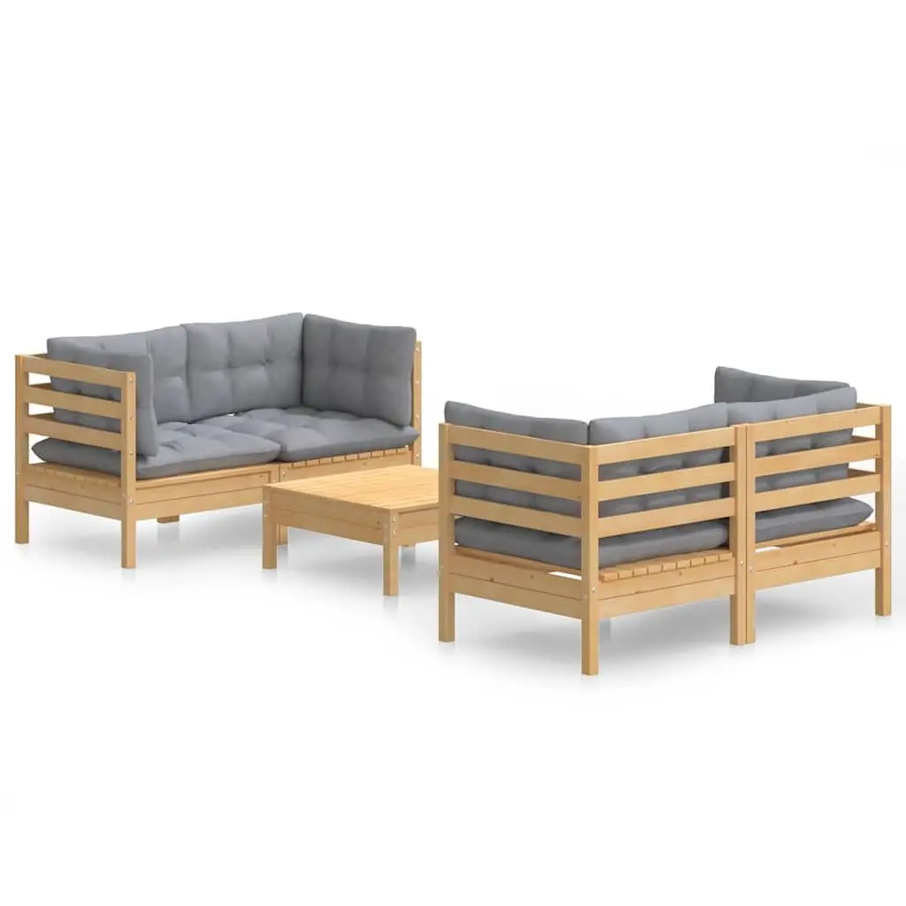 5-Piece Modular Garden Lounge Set with Pinewood Frame