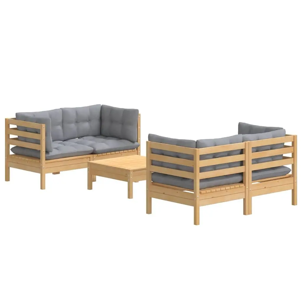 5-Piece Modular Garden Lounge Set with Pinewood Frame