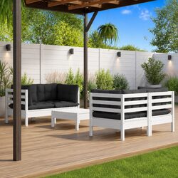 Specifications of 5 Piece White Pinewood Garden Lounge Set