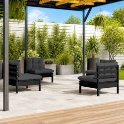 4-Piece Garden Lounge Set: Solid Pinewood & Cushions Included