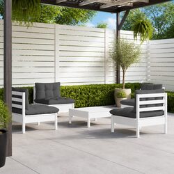 Garden Lounge Set 5 Piece Outdoor Patio Furniture White Pinewood with Cushions