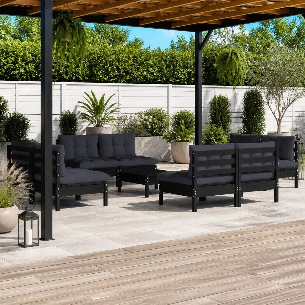 9 Piece Garden Lounge Set Modular Outdoor Furniture for Patio Using Pinewood with Cushions