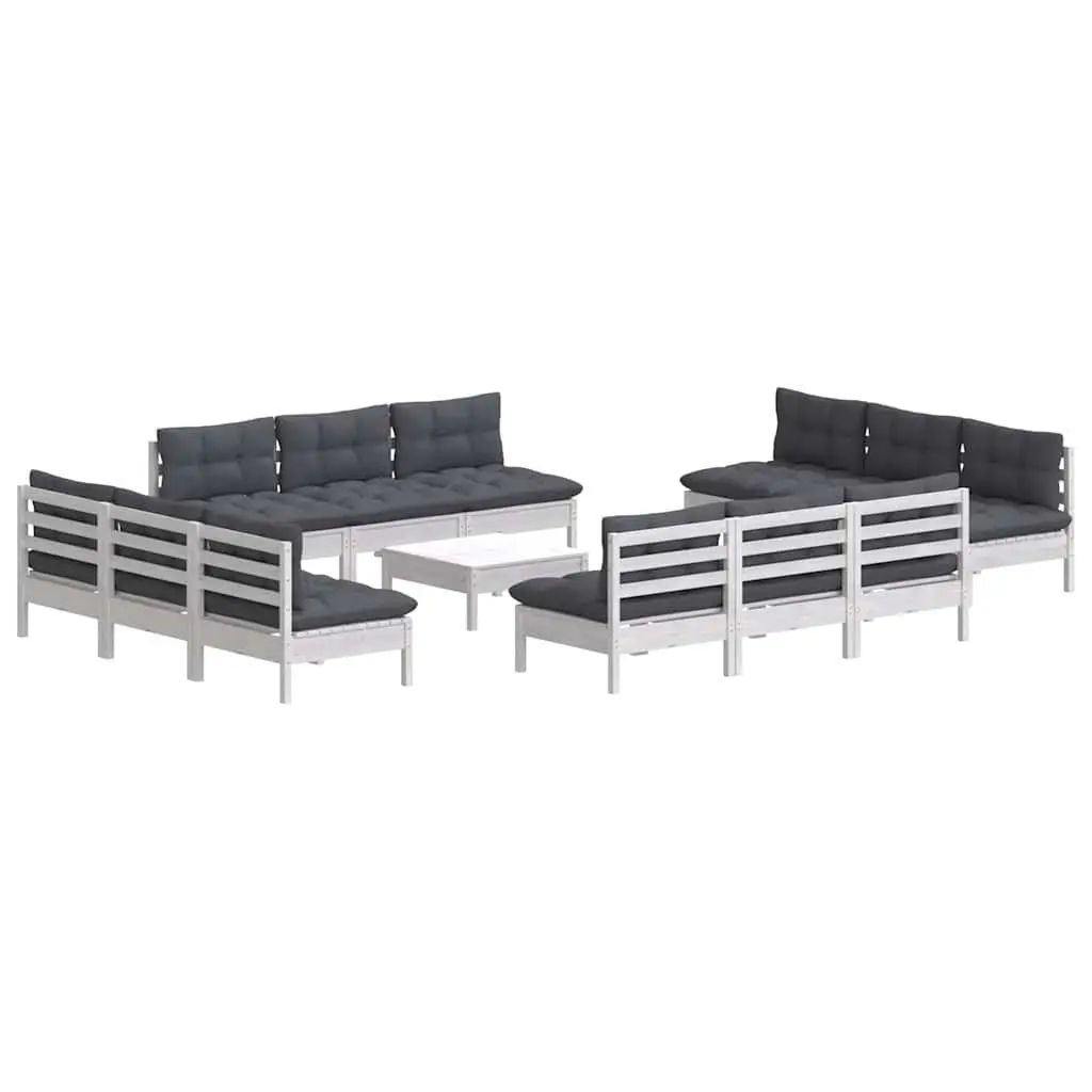 Garden Lounge Set Outdoor Patio Furniture 13 Piece Pinewood White