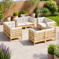 Garden Lounge Set: 8 Pieces of Durable Pinewood