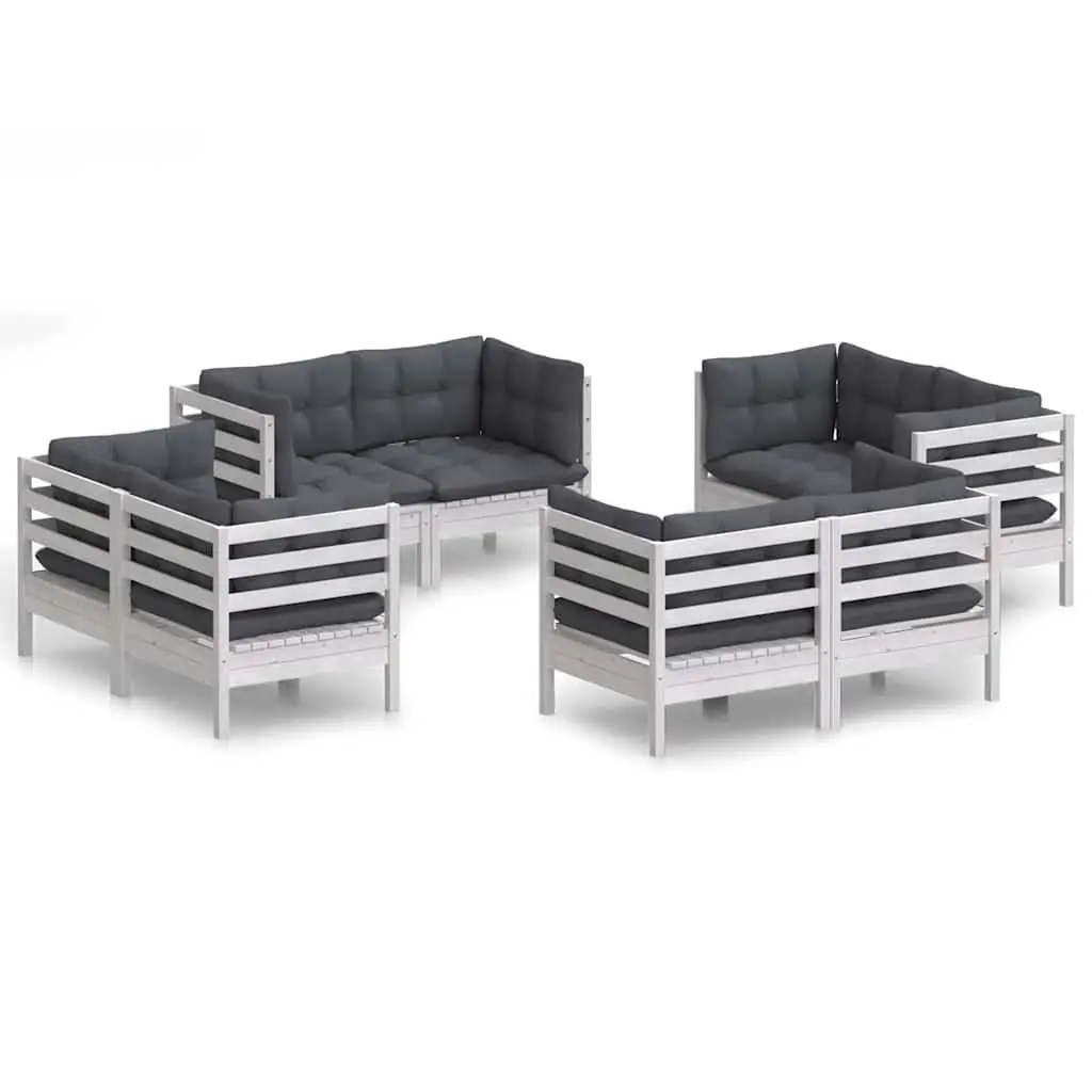 8 Piece Garden Lounge Set Outdoor Patio Furniture White Modular Pinewood