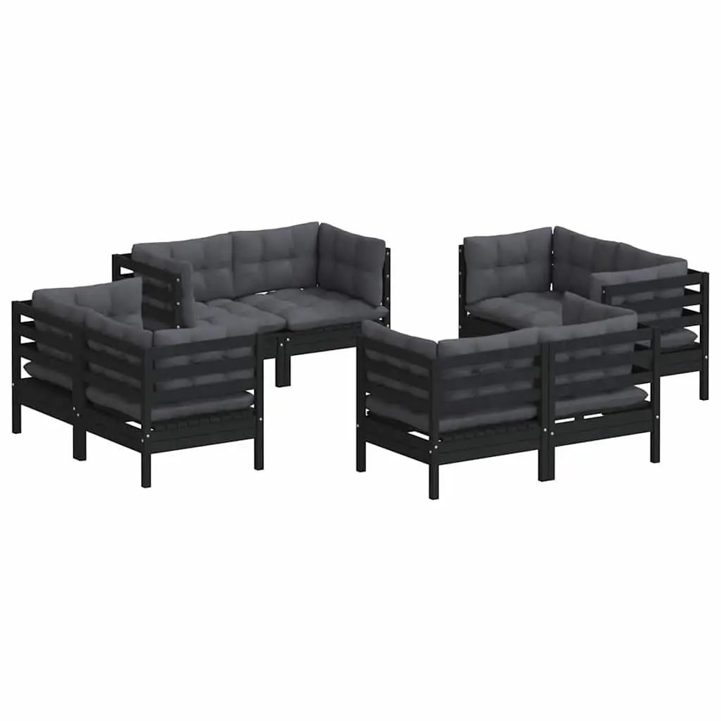 Garden Lounge Set Outdoor Patio Furniture 8 Piece Modular Pinewood with Cushions