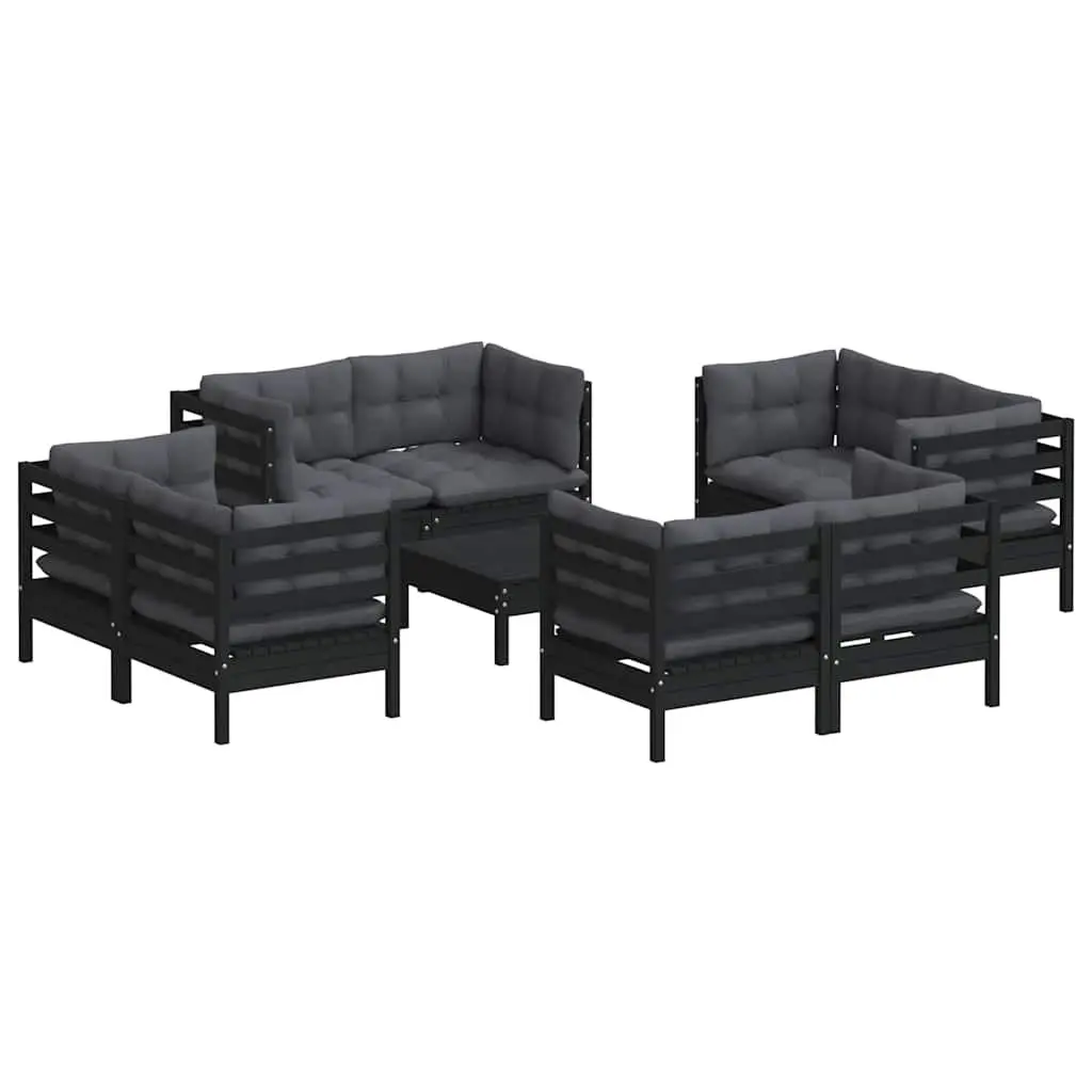 Garden Lounge Set 9 Piece Outdoor Seating Pinewood with Cushions