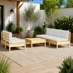 6 Piece Garden Lounge Set Specifications: Pinewood & Cushions