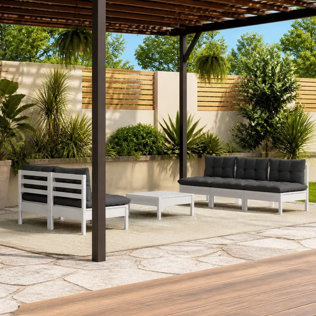 Garden Lounge Set Outdoor Patio Furniture 6 Piece Pinewood Modular with Cushions