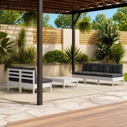 6 Piece Modular Lounge Set in White Pinewood