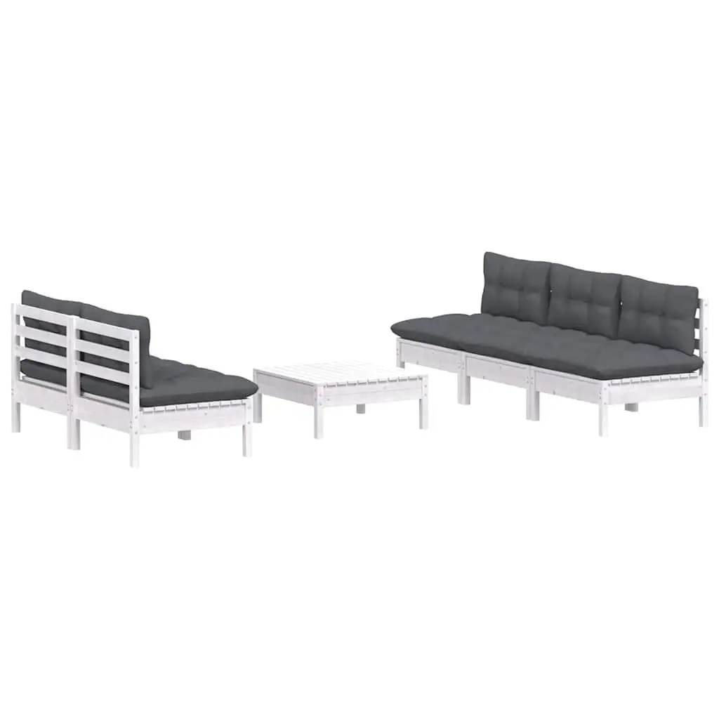 Garden Lounge Set Outdoor Patio Furniture 6 Piece Pinewood Modular with Cushions