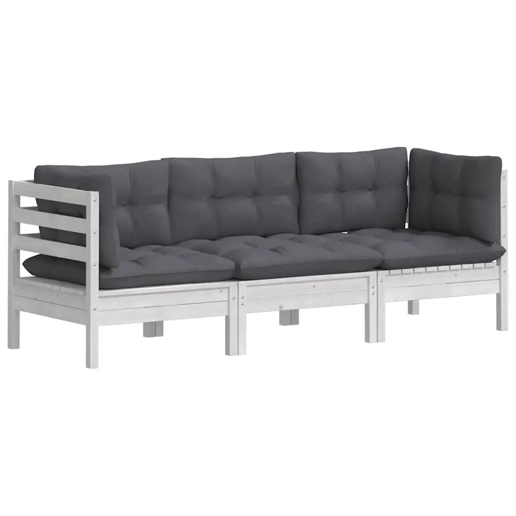 3-Seater Garden Sofa Outdoor Patio Lounge Seat Relaxation Furniture White Frame