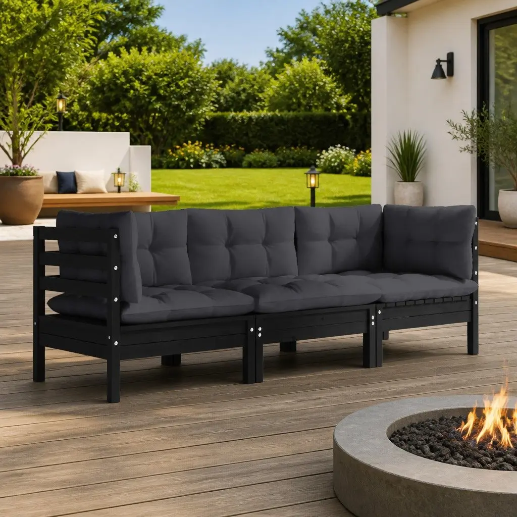3-Seater Garden Sofa Outdoor Patio Lounge Seat with Cushions Modular Design