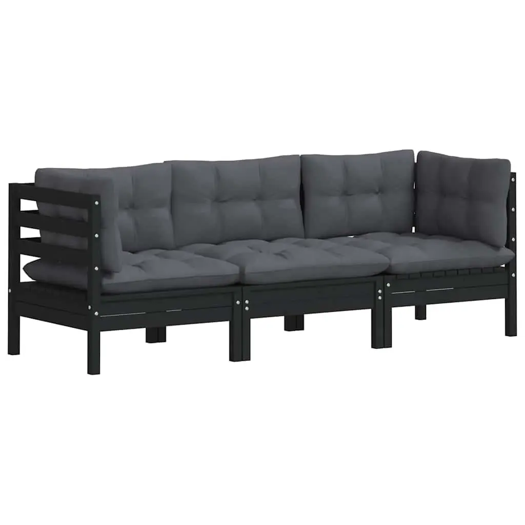 3-Seater Garden Sofa Outdoor Patio Lounge Seat with Cushions Modular Design