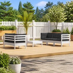 Specifications for 6-Piece Garden Lounge Set: Pinewood, White
