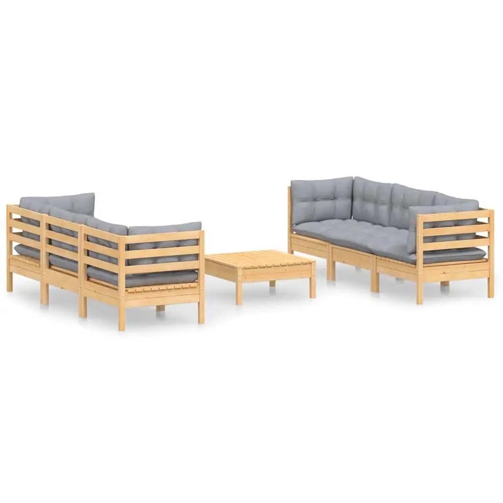 Garden Lounge Set Outdoor Furniture Patio Sofa 7 Piece Modular Grey Cushions