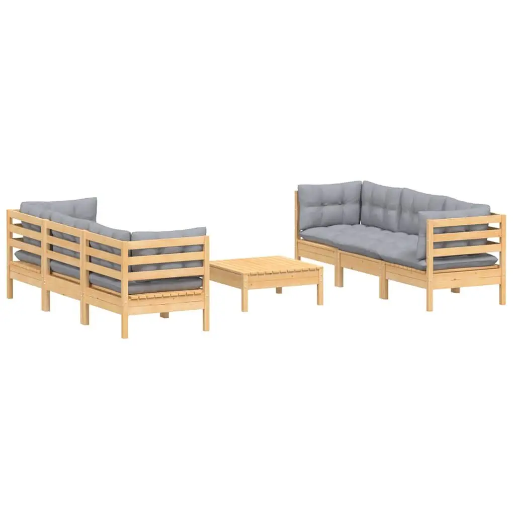 Garden Lounge Set Outdoor Furniture Patio Sofa 7 Piece Modular Grey Cushions