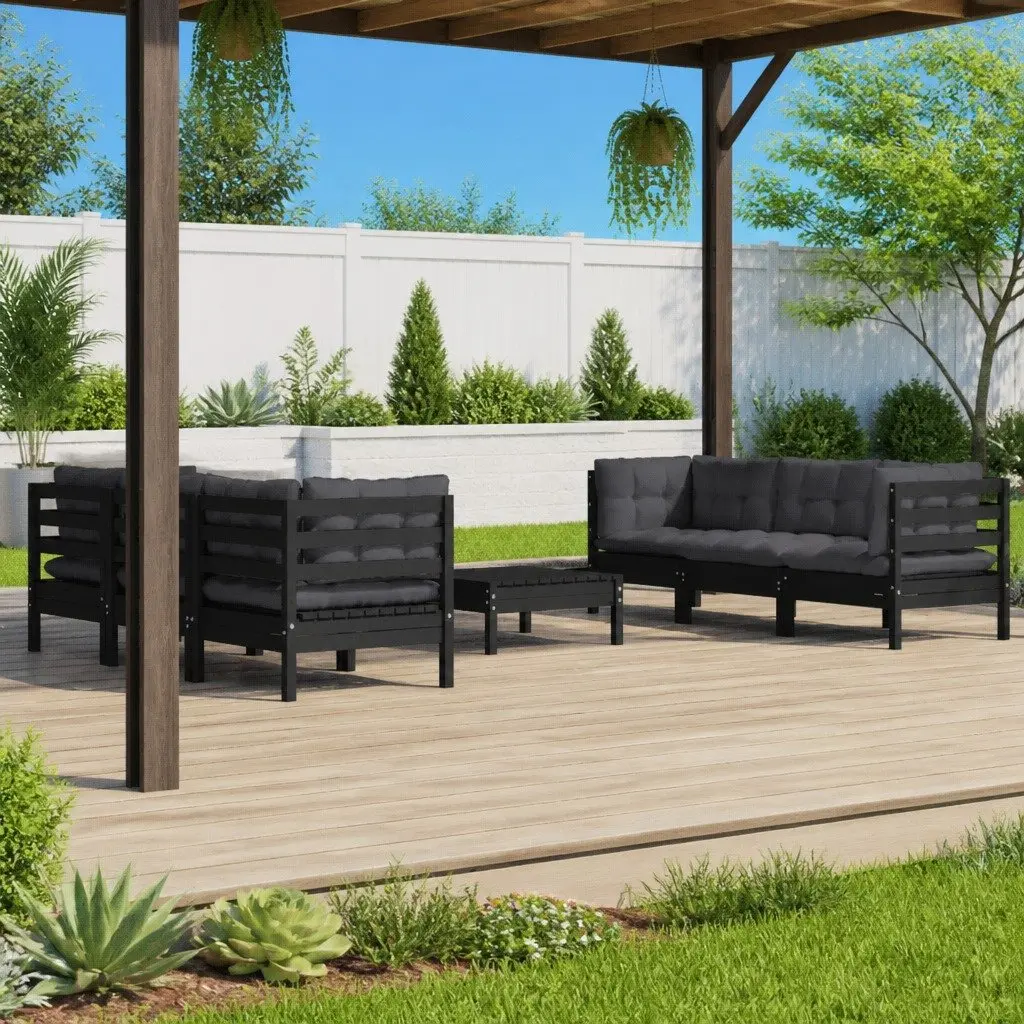 Garden Lounge Set Outdoor Patio Furniture 7 Piece Pinewood with Cushions