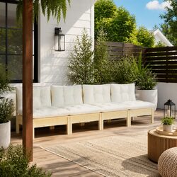 4-Seater Modular Garden Sofa with Solid Pinewood Frame