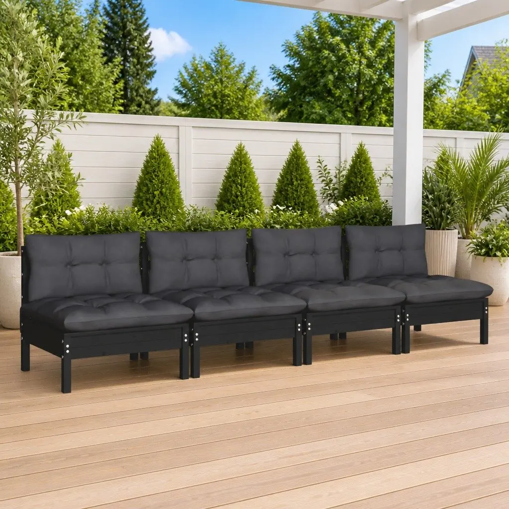 4-Seater Garden Sofa Outdoor Patio Lounge Seating Solid Pinewood with Cushions