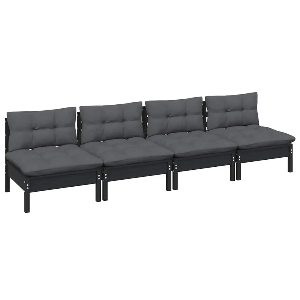 4-Seater Garden Sofa Outdoor Patio Lounge Seating Solid Pinewood with Cushions