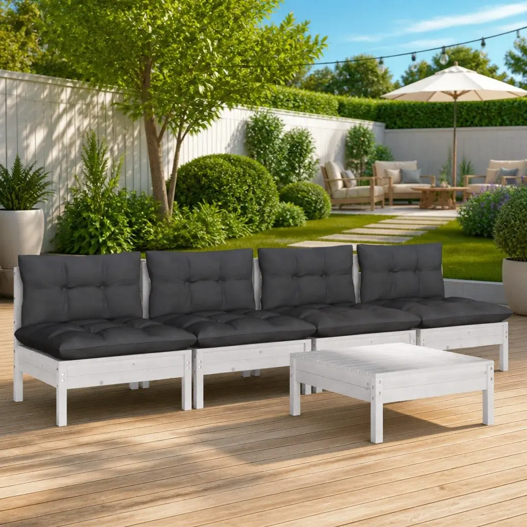 Garden Lounge Set Outdoor Furniture 5 Piece Pinewood Patio Sofa with Cushions