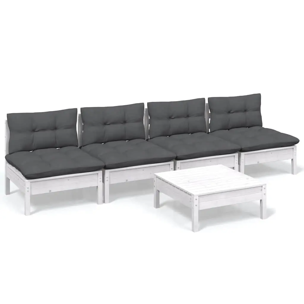 Garden Lounge Set Outdoor Furniture 5 Piece Pinewood Patio Sofa with Cushions
