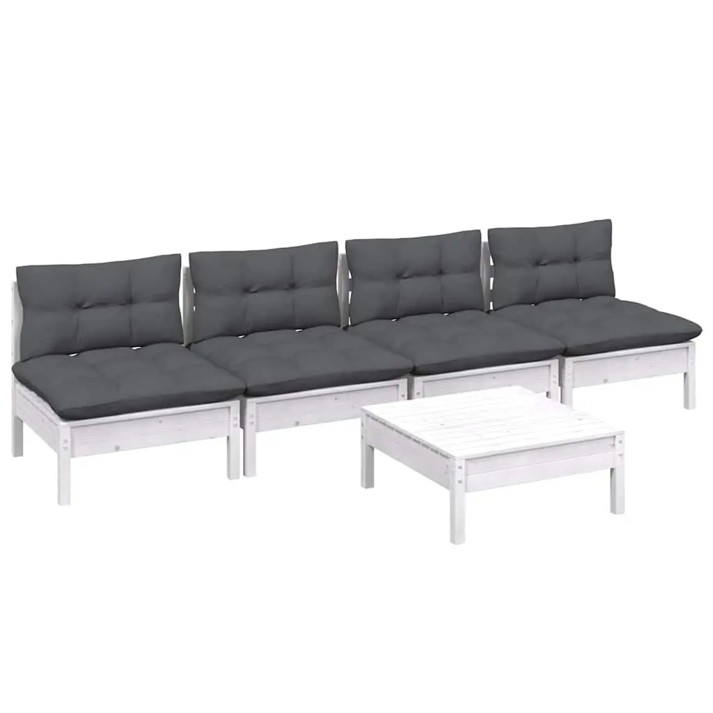 Garden Lounge Set Outdoor Furniture 5 Piece Pinewood Patio Sofa with Cushions
