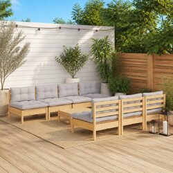 Specifications of the 8-Piece Outdoor Lounge Set in Pinewood