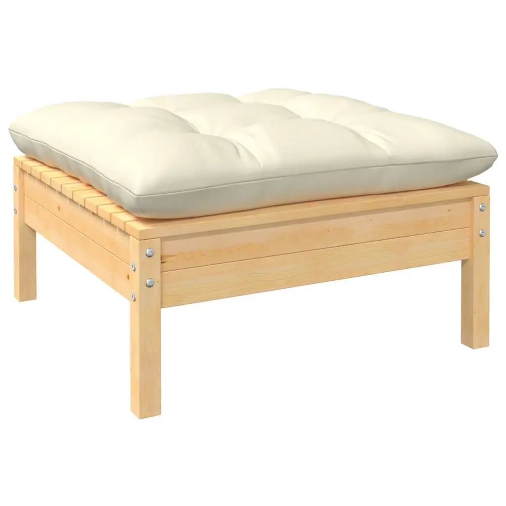 Garden Lounge Set Outdoor Patio Furniture 8 Piece Pinewood Cream