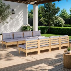 Specifications for 6 Piece Outdoor Lounge Sofa Set with Grey Cushions