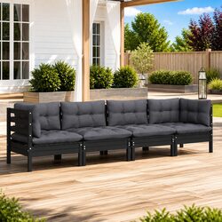 4-Piece Modular Garden Lounge Set in Black
