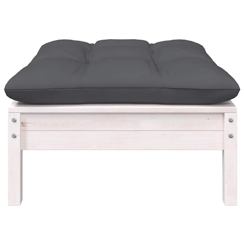 Outdoor Lounge Furniture Set 5 Piece Modular White Solid Pinewood with Cushions