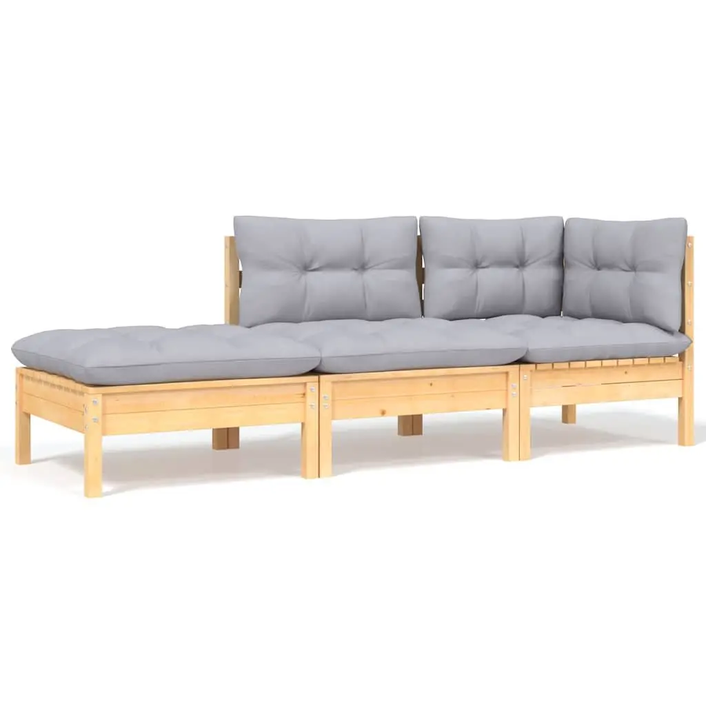 Solid Wood 8 Piece Outdoor Lounge Set with Grey Cushions