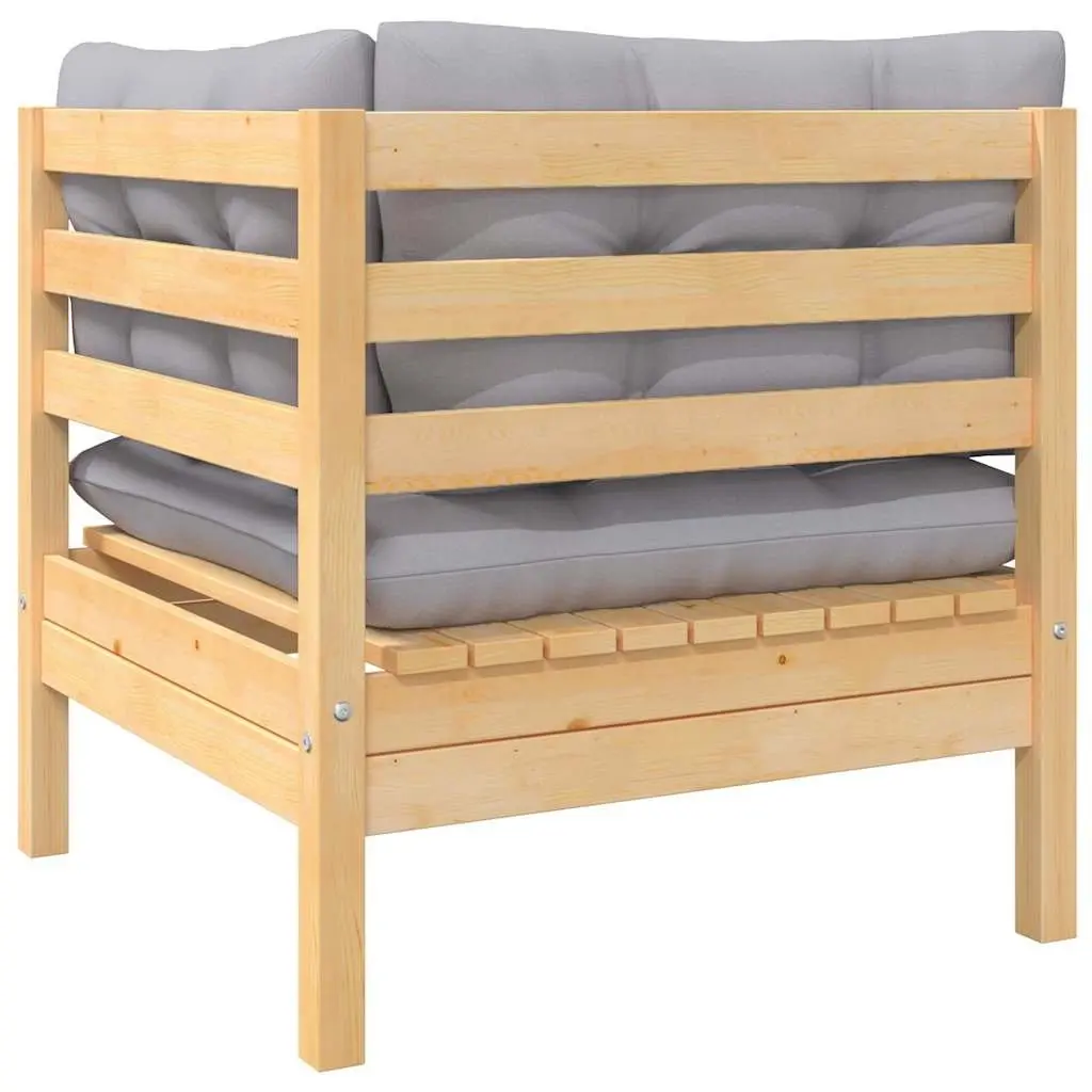 Solid Wood 8 Piece Outdoor Lounge Set with Grey Cushions