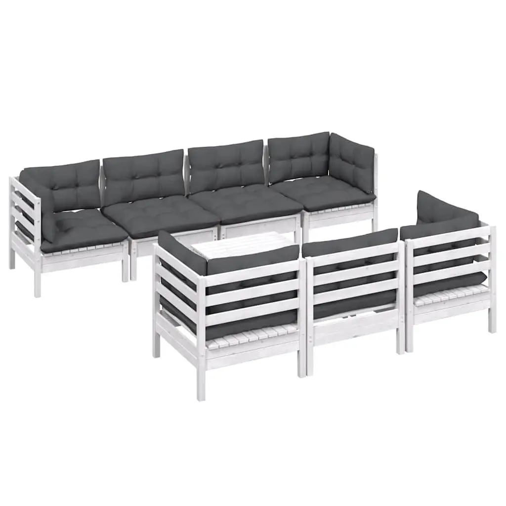 Garden Lounge Set Outdoor 8 Piece Modular Patio Furniture with Cushions White
