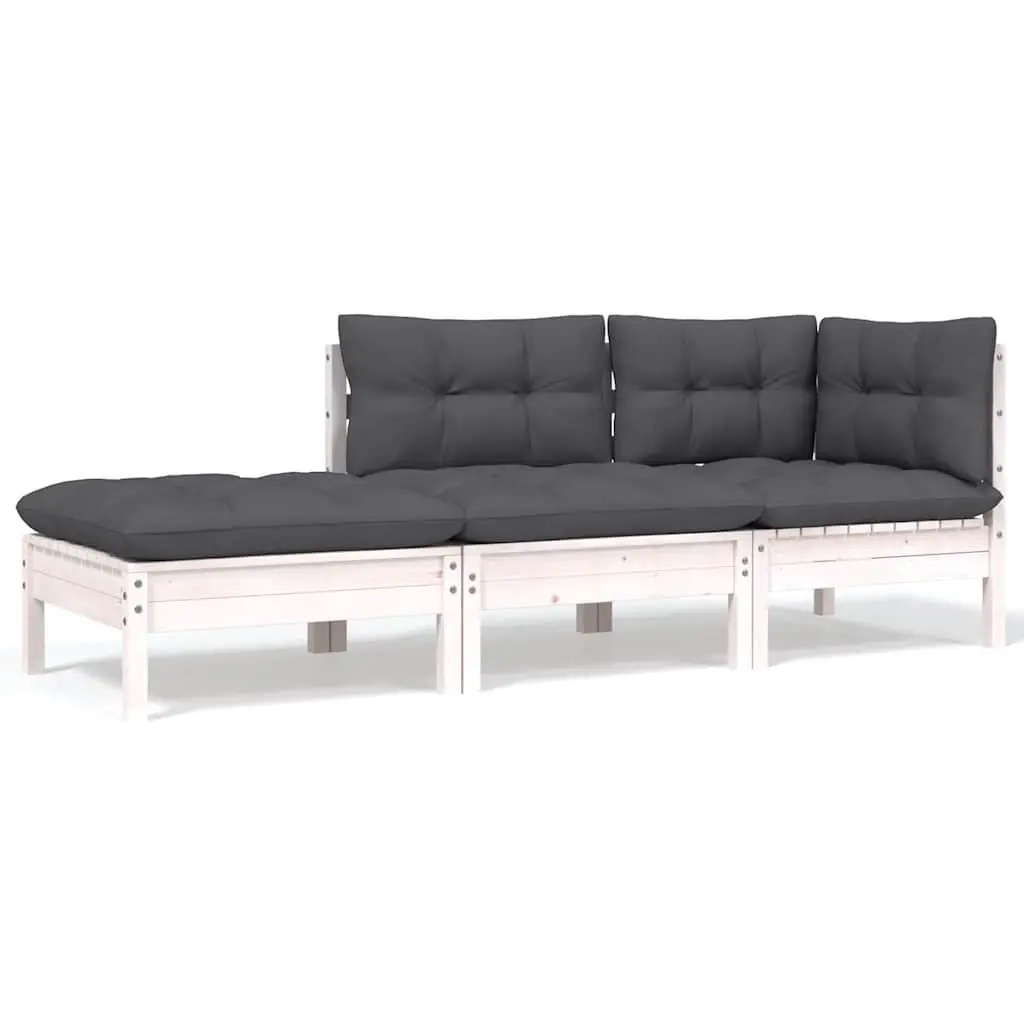 Garden Lounge Set Outdoor 8 Piece Modular Patio Furniture with Cushions White