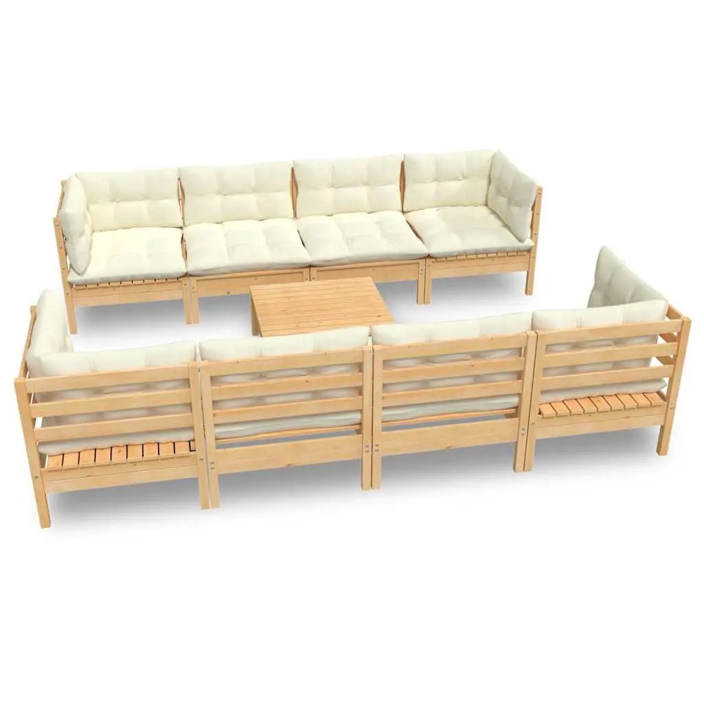 Garden Lounge Set Outdoor Patio Furniture 9 Piece Modular Cream Cushions