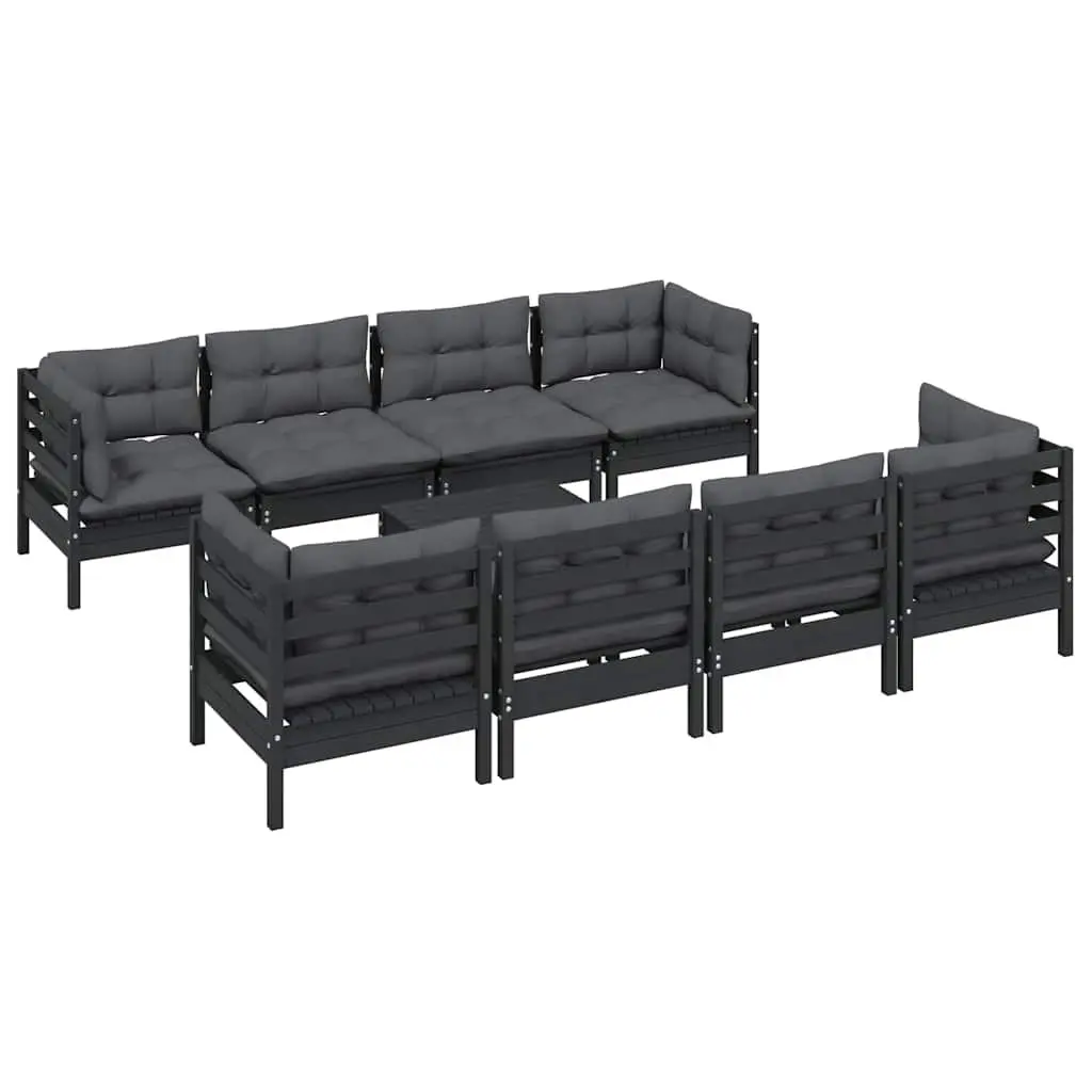 Garden Lounge Set 9 Piece Outdoor Patio Furniture with Cushions Solid Wood