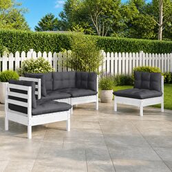 4 Piece Modular Garden Lounge Set - White Pinewood